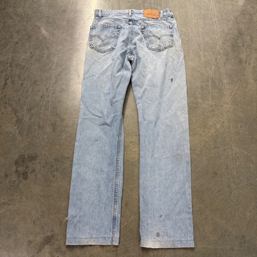 Vintage Levis 505 Straight Leg Jeans Light Wash Blue Denim 34x36 Mens